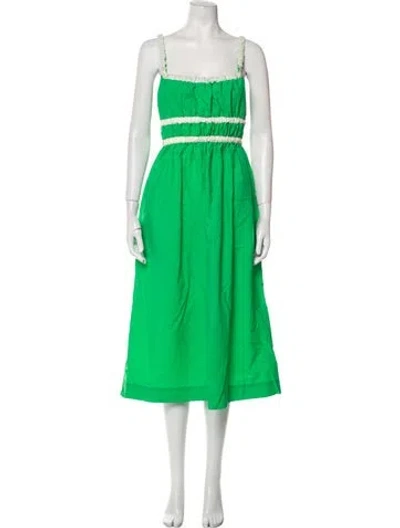 Pre-owned Molly Goddard Square Neckline Midi Length Dress In Green