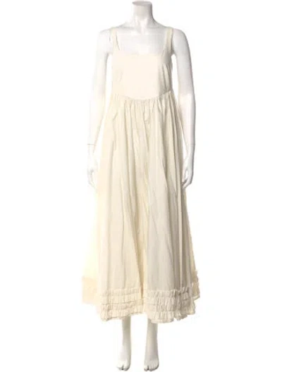 Pre-owned Molly Goddard Square Neckline Midi Length Dress In Neutral