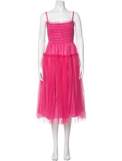 Pre-owned Molly Goddard Square Neckline Midi Length Dress In Pink