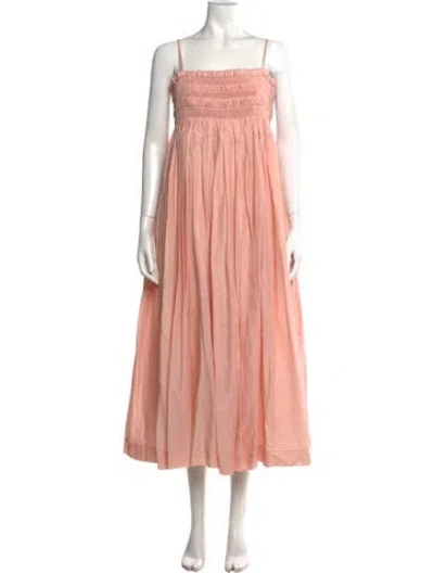 Pre-owned Molly Goddard Square Neckline Midi Length Dress In Pink