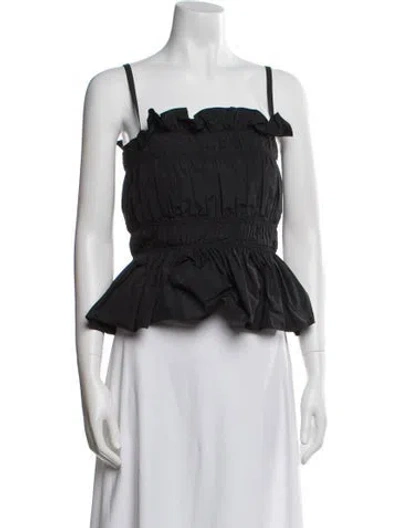 Pre-owned Molly Goddard Square Neckline Sleeveless Crop Top In Black