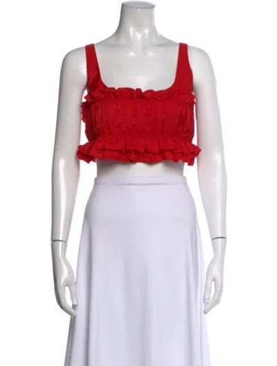 Pre-owned Molly Goddard Square Neckline Sleeveless Crop Top In Red