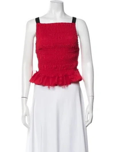 Pre-owned Molly Goddard Square Neckline Sleeveless Crop Top In Red