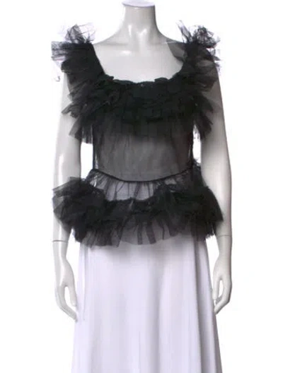 Pre-owned Molly Goddard Square Neckline Sleeveless Top In Black