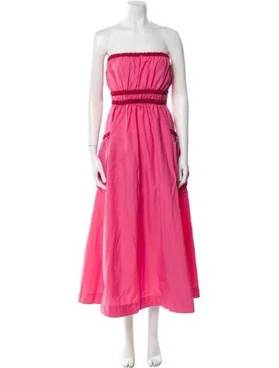 Pre-owned Molly Goddard Strapless Midi Length Dress In Pink