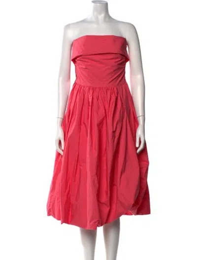 Pre-owned Molly Goddard Strapless Midi Length Dress In Red