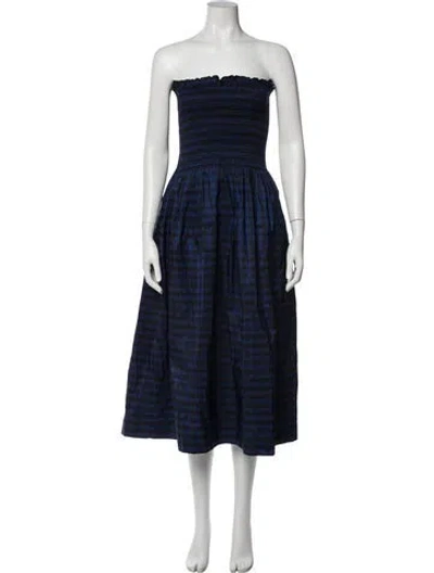 Pre-owned Molly Goddard Striped Midi Length Dress In Blue