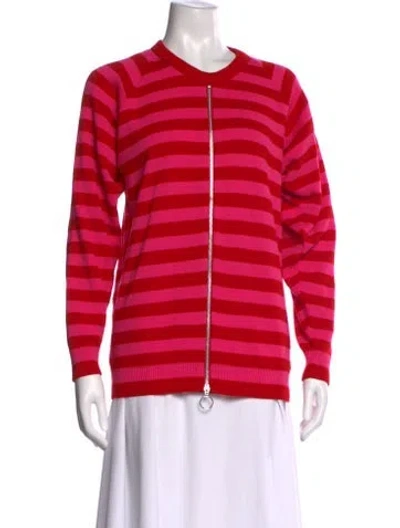 Pre-owned Molly Goddard Striped Open Front Sweater In Red
