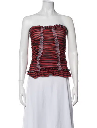 Pre-owned Molly Goddard Striped Strapless Top In Red