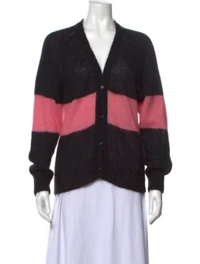 Pre-owned Molly Goddard Striped V-neck Sweater In Black