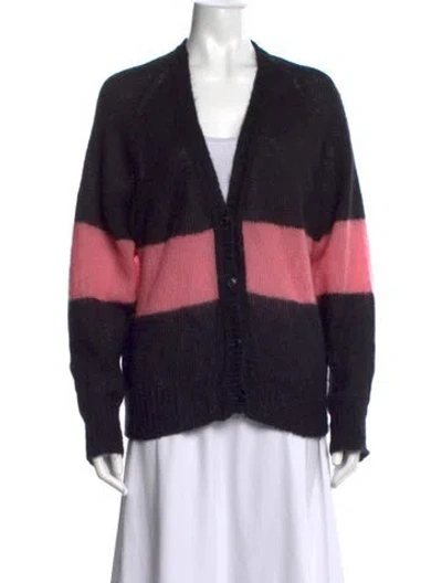 Pre-owned Molly Goddard Striped V-neck Sweater In Black