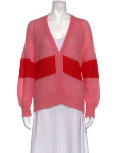 Pre-owned Molly Goddard Striped V-neck Sweater In Pink