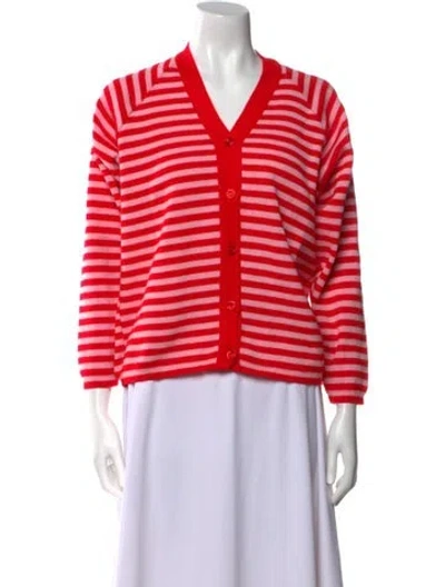 Pre-owned Molly Goddard Striped V-neck Sweater In Red
