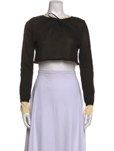 Pre-owned Molly Goddard Tie Neck Long Sleeve Crop Top In Black