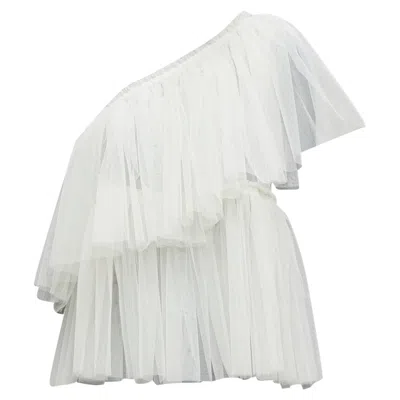 Molly Goddard Tulle Tie One Shoulder Sheer Top In White