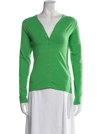 Pre-owned Molly Goddard V-neck Long Sleeve Top In Green