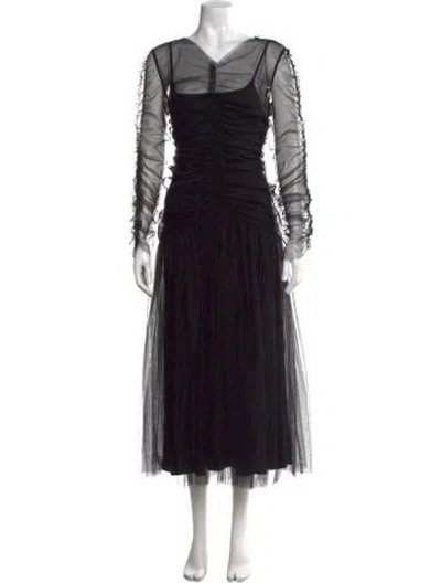 Pre-owned Molly Goddard V-neck Midi Length Dress In Black