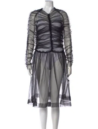 Pre-owned Molly Goddard V-neck Midi Length Dress In Black