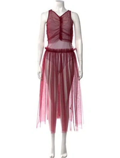 Pre-owned Molly Goddard V-neck Midi Length Dress In Pink