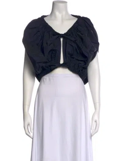 Pre-owned Molly Goddard V-neck Short Sleeve Crop Top In Multi