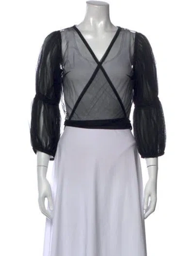 Pre-owned Molly Goddard V-neck Three-quarter Sleeve Top In Black