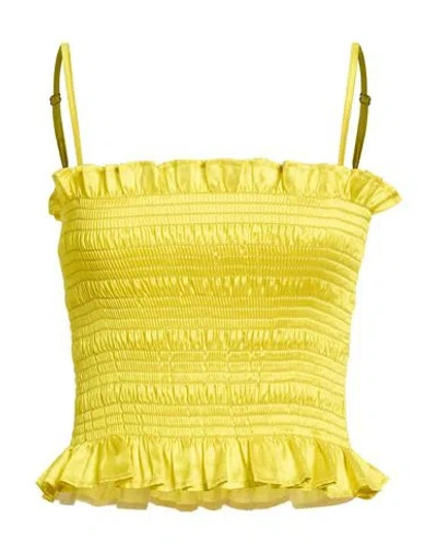Molly Goddard Woman Top Lime Green Size M Polyester, Silk In Yellow