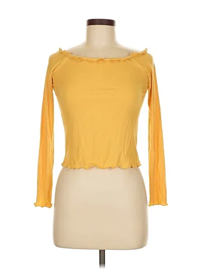 Pre-owned Molly Green 3/4 Sleeve Top Yellow Sweetheart Neckline Tops