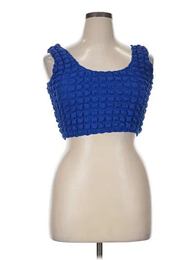 Pre-owned Molly Green Sleeveless Top Blue Square Neckline Tops