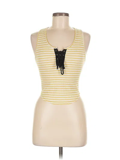 Pre-owned Molly Green Tank Top Yellow Halter Neckline Tops