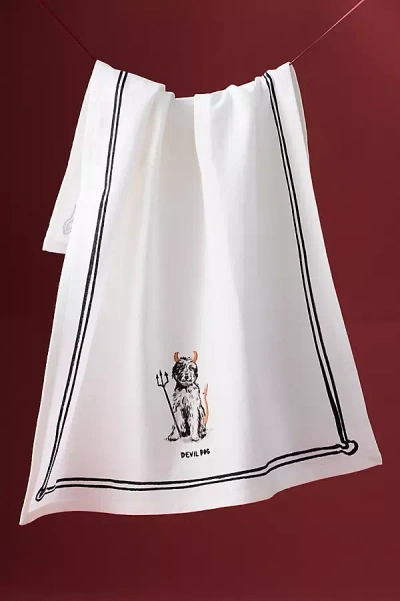 Molly Hatch Halloween Embroidered Hand Towel In White