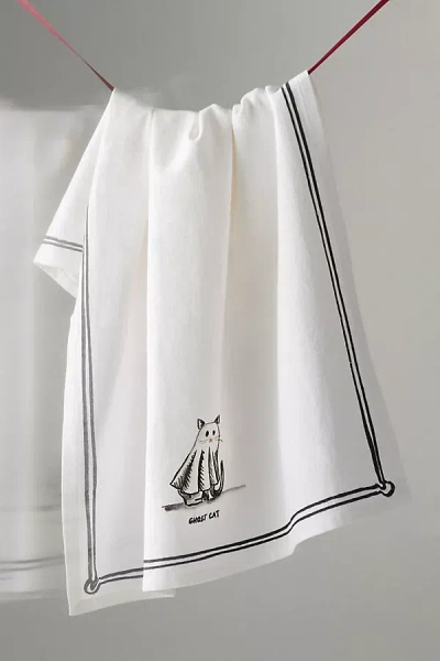 Molly Hatch Halloween Embroidered Hand Towel In White
