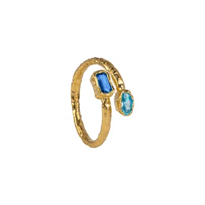 Molly Olivia Women's Blue / Gold Solstice Ring - Topaz & Sapphire