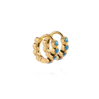 Molly Olivia Women's Gold / Blue Halo Hoops - Topaz