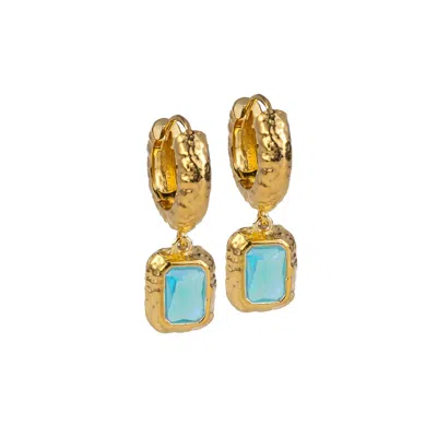 Molly Olivia Women's Gold / Blue Luna Earrings Parabia Chalcedony