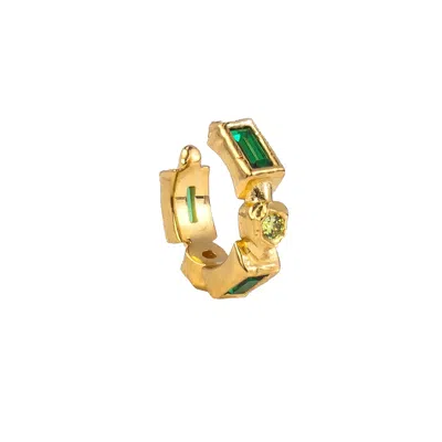 Molly Olivia Women's Gold / Green Cascade Cuff - Green & Peridot