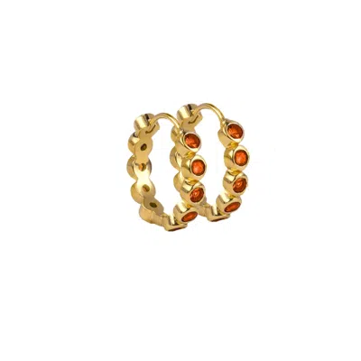 Molly Olivia Women's Gold / Green Eclipse Earrings - Orange