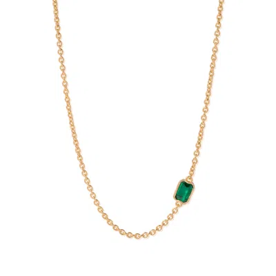 Molly Olivia Women's Gold / Green Lopsided Gemstone Necklace - Green