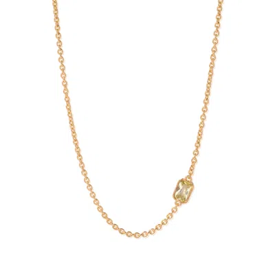 Molly Olivia Women's Gold / Green Lopsided Gemstone Necklace - Peridot