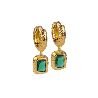 Molly Olivia Women's Gold / Green Luna Earrings - Green