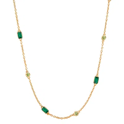 Molly Olivia Women's Gold / Green Stellar Necklace - Green & Peridot