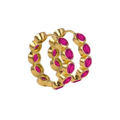 Molly Olivia Women's Gold / Pink / Purple Aurora Earrings - Magenta