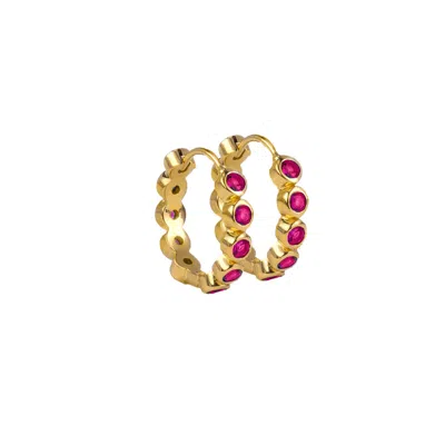 Molly Olivia Women's Gold / Pink / Purple Eclipse Earrings - Magenta
