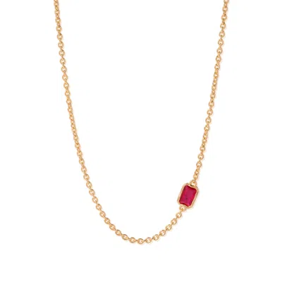 Molly Olivia Women's Gold / Pink / Purple Lopsided Gemstone Necklace - Magenta