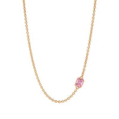 Molly Olivia Women's Gold / Pink / Purple Lopsided Gemstone Necklace - Rose