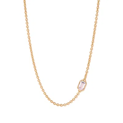 Molly Olivia Women's Gold / White Lopsided Gemstone Necklace - White In Multi