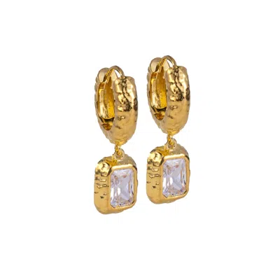 Molly Olivia Women's Gold / White Luna Earrings - White