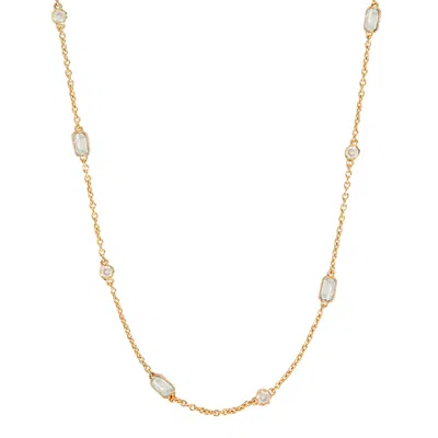Molly Olivia Women's Gold / White Stellar Necklace - White