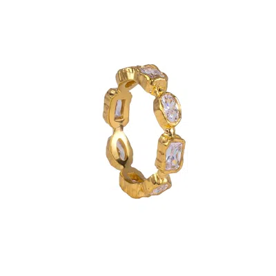 Molly Olivia Women's Gold / White Sunrise Ring - White
