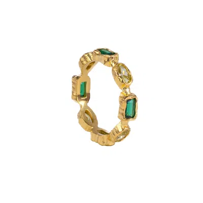 Molly Olivia Women's Green / Gold Sunrise Ring - Green & Peridot