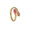 Molly Olivia Women's Pink / Purple / Yellow Solstice Ring - Magenta & Orange